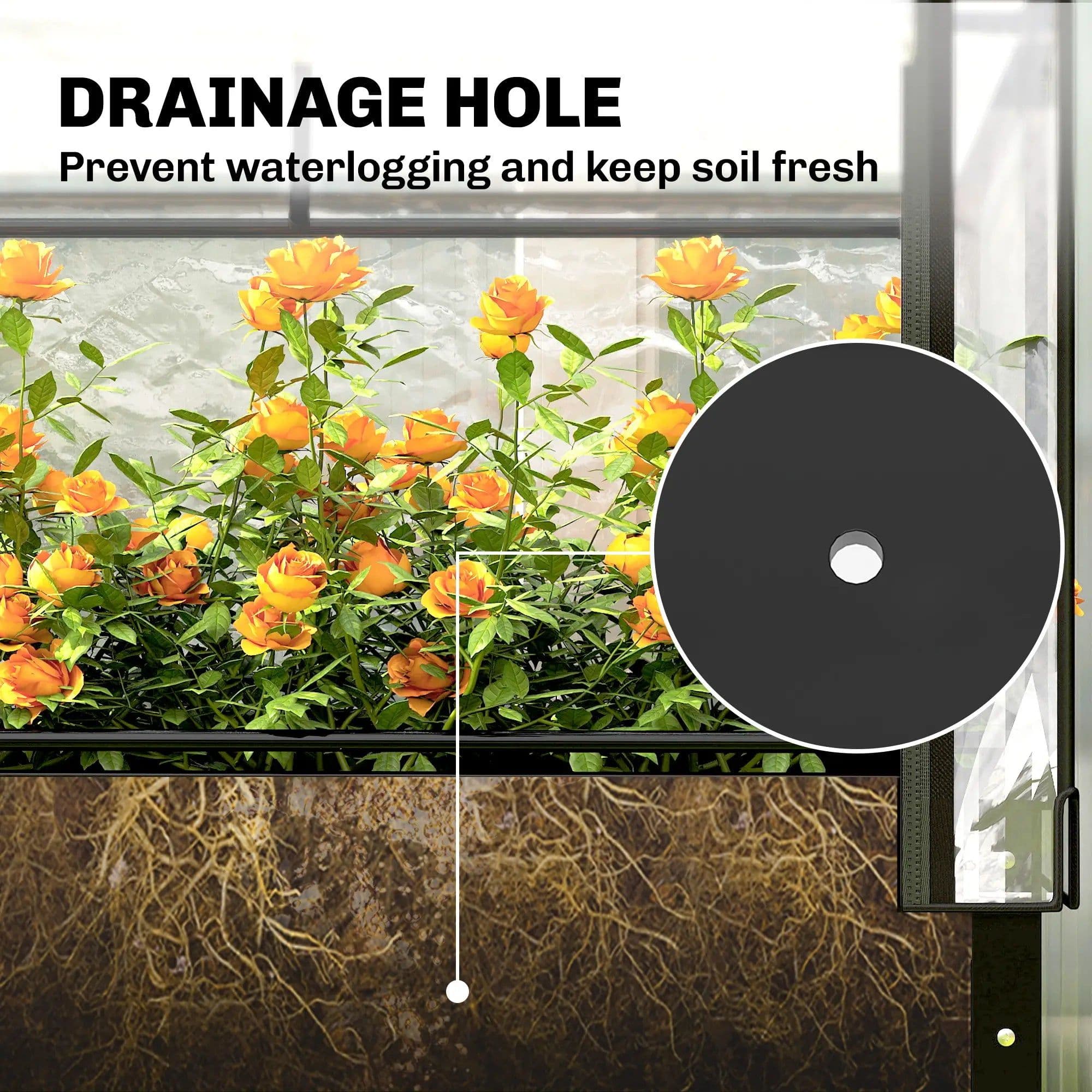 image-Raised Garden Bed with Mini Greenhouse - Black Metal