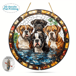 image-Acrylic Boxer Wall Art Stained Glass Style Pet Decor 20cm x 20cm
