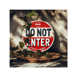 image-Vintage Do Not Enter Sign Metal Wall Decor 8" Round Garage Cafe Bar Home