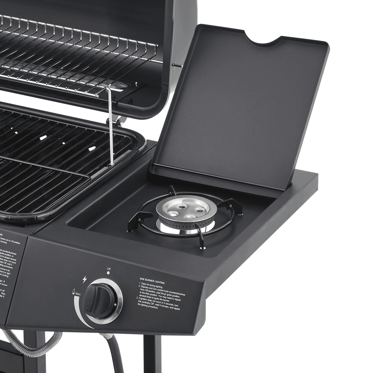 image-6-Burner Stainless BBQ Grill, 59000 BTU, Side Burner, Propane, Enamel-Coated, 60" Tall