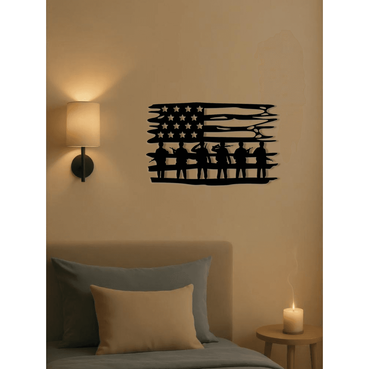 image-CIFbuy Vintage American Flag Wall Art Metal Stars Stripes