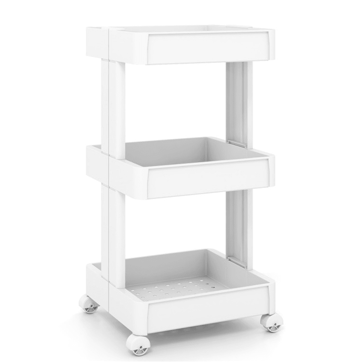 image-3-Tier Rolling Storage Cart - DIY 15.5"x14.5"x30" with Trays for Kitchen & Bathroom