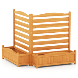 image-2-Panel Fir Wood Privacy Fence with Planter Boxes, AC/Trash Can Screen Yellow
