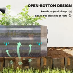 image-Garden Bed & Mini Greenhouse - Clear/Dark Gray PE & Steel - 50"x37.4"x36.2"