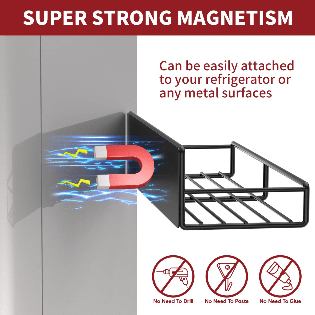 image-VINSANI 4pc MAGNETIC SPICE RACK METAL SHELF 1010421