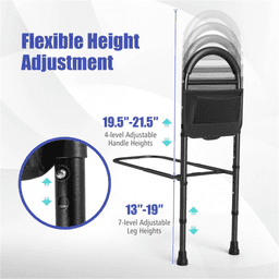 image-Adjustable Bedside Safety Rail, Tool-Free, Anti-Slip, Elderly Assist, Black