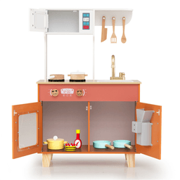 image-Orange Kids Play Kitchen - White 36.5" Anti-Tip