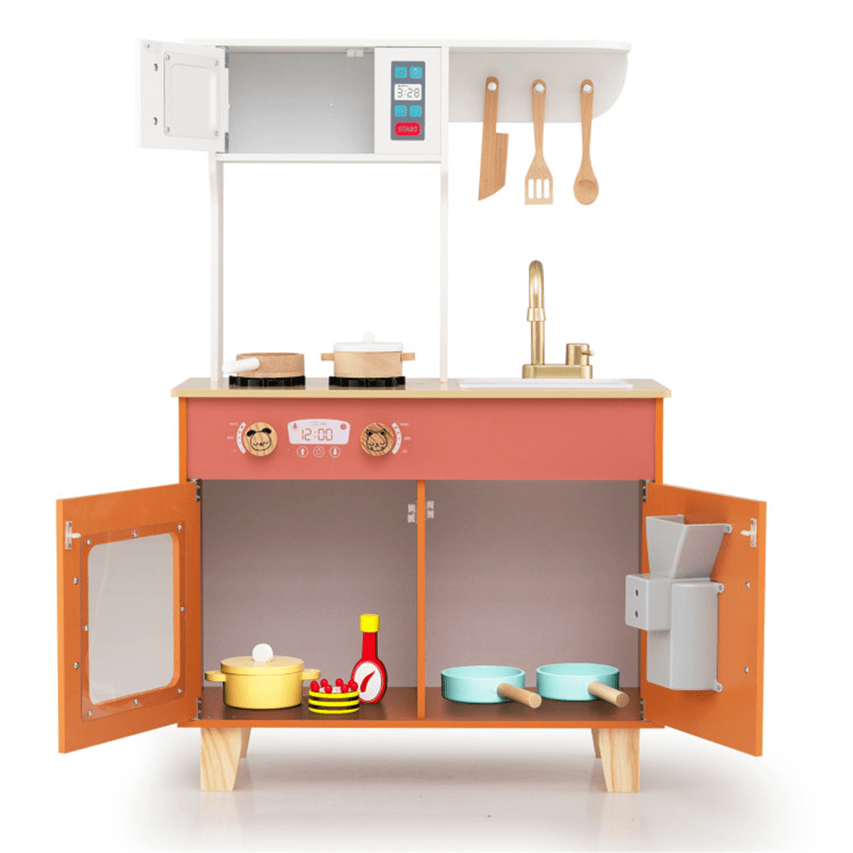 image-Orange Kids Play Kitchen - White 36.5" Anti-Tip
