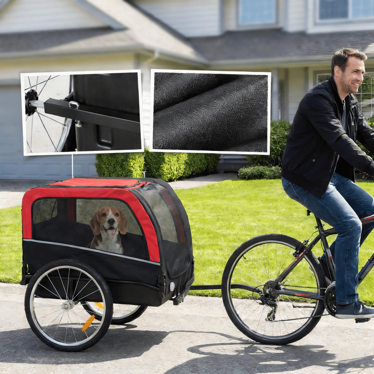 image-Dog Bike Trailer - Durable Steel Frame, 20" Wheels, Easy Assembly