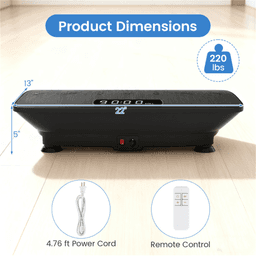 image-Black Vibration Plate - 10 Speeds, Remote, Music, 440LBS Capacity