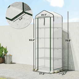 image-Garden Bed Mini Greenhouse - 75"H White/Green Double-Layer