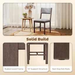 image-4-Piece Dining Chairs - Set, Gray/Walnut, Linen, Rubberwood, 4 Chairs