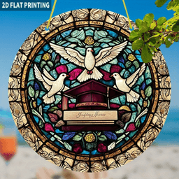 image-Colorful Acrylic Dove Sun Catcher - 7.87" Vibrant Stained Glass Decoration