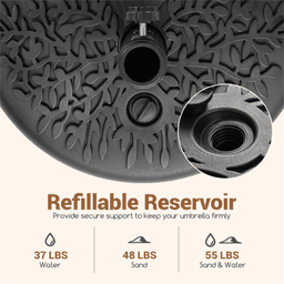 image-Refillable Half-Round Umbrella Base - 55 LBS Mixed Fill Stability, Black