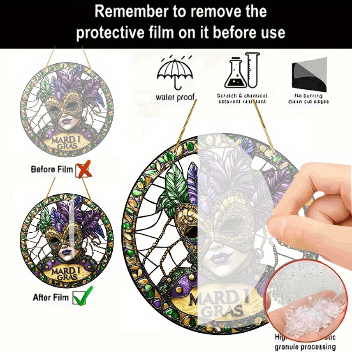 image-Colorful Suncatcher Acrylic Mask 20cm - Garden Decor Gift