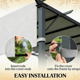 image-Wooden Gazebo Canopy - Light Gray, UV30+ Polyester Fabric, Easy Install