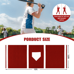 image-10ft x 3ft Pitching Mat with Turf - Indoor/Outdoor Softball Practice Aid Green/Red