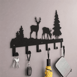 image-Matte Black Wall Hooks Heavy Duty Adhesive Mount - 6 Pack