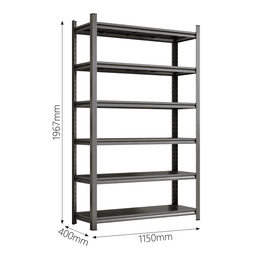 image-Garage Storage Rack 6-Tier Metal Shelves Black