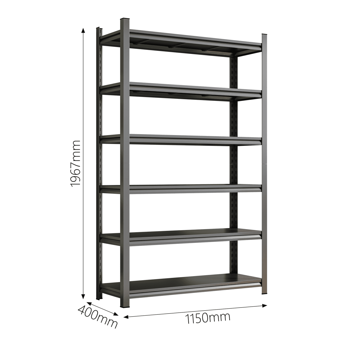 image-Garage Storage Rack 6-Tier Metal Shelves Black