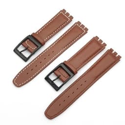 image-17mm Leather Watch Strap - Durable Cowhide Band with Metal Buckle