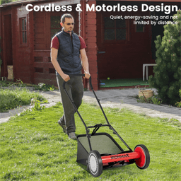 image-16" Push Reel Lawn Mower with Grass Catcher - Red