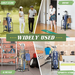 image-Golf Bag Storage Rack - Garage Organizer Steel