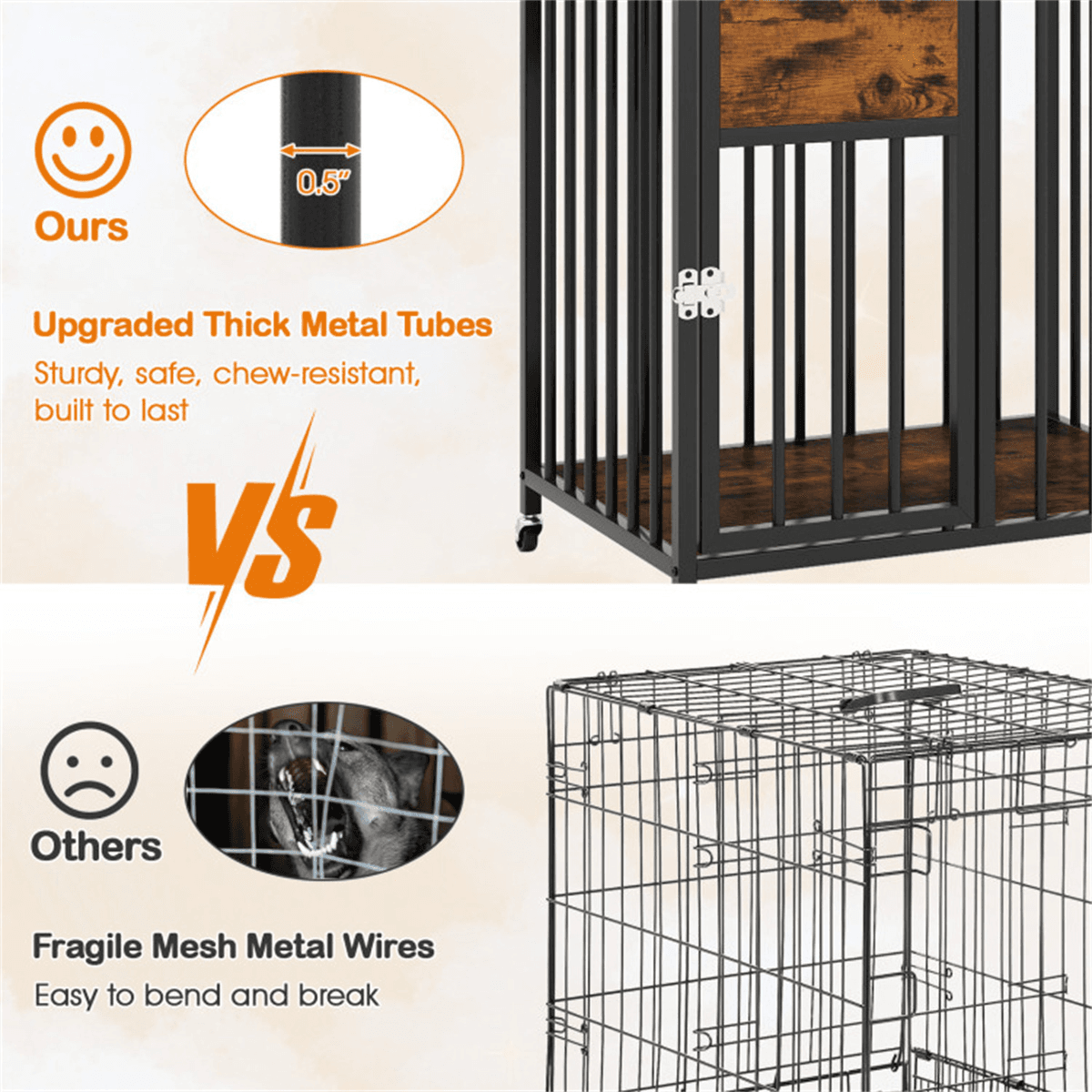 image-2-in-1 Dog Crate Furniture - Rustic Brown 27.5" Small Dogs