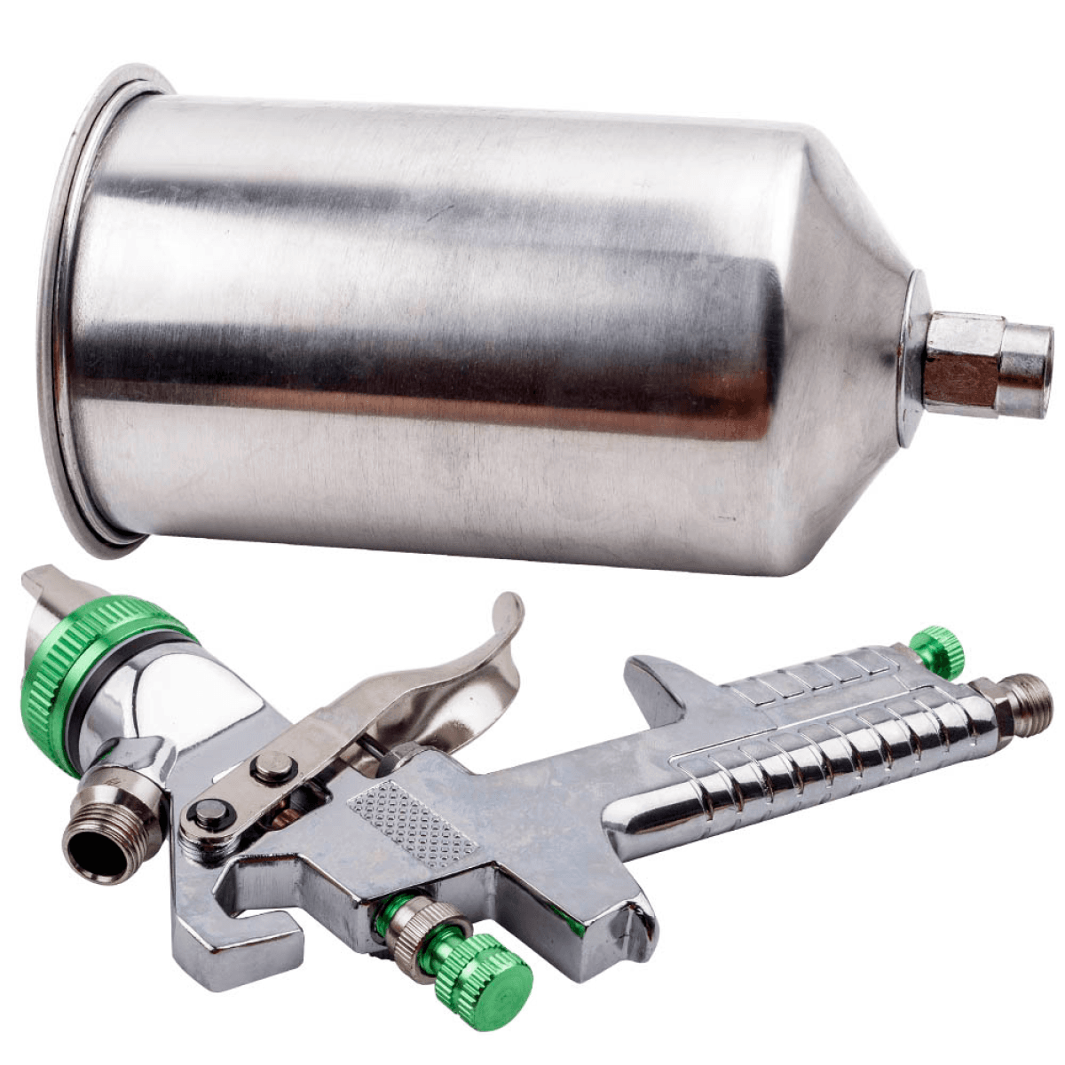 image-2.5mm HVLP Car Air Spray Gun Kit Silver Regulator Gauge