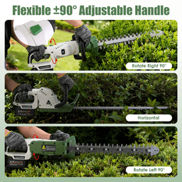 image-Cordless Hedge Trimmer, 20000 RPM, 2600mAh, Dual-Action Steel Blade, Safety Goggles