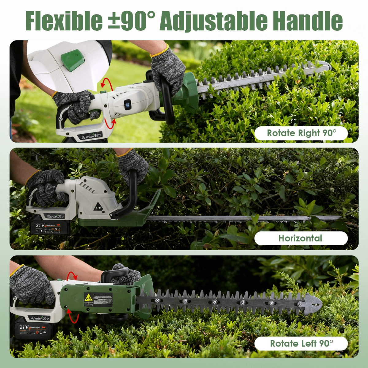 image-Cordless Hedge Trimmer, 20000 RPM, 2600mAh, Dual-Action Steel Blade, Safety Goggles