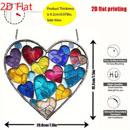 image-Colorful Heart Sun Catchers Acrylic Window Decor 20cm x 20cm
