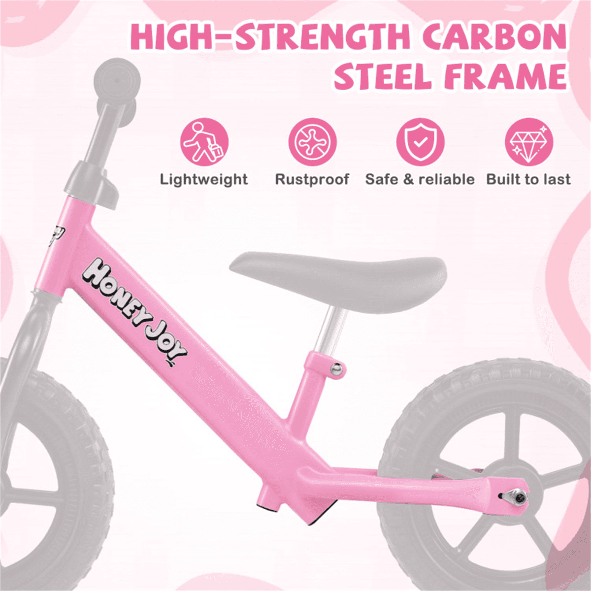 image-Toddler Balance Bike 2-5 Years 11" Pink