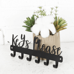 image-Sleek Single Hook Wall Key Holder - Modern Black Iron Organizer (60")