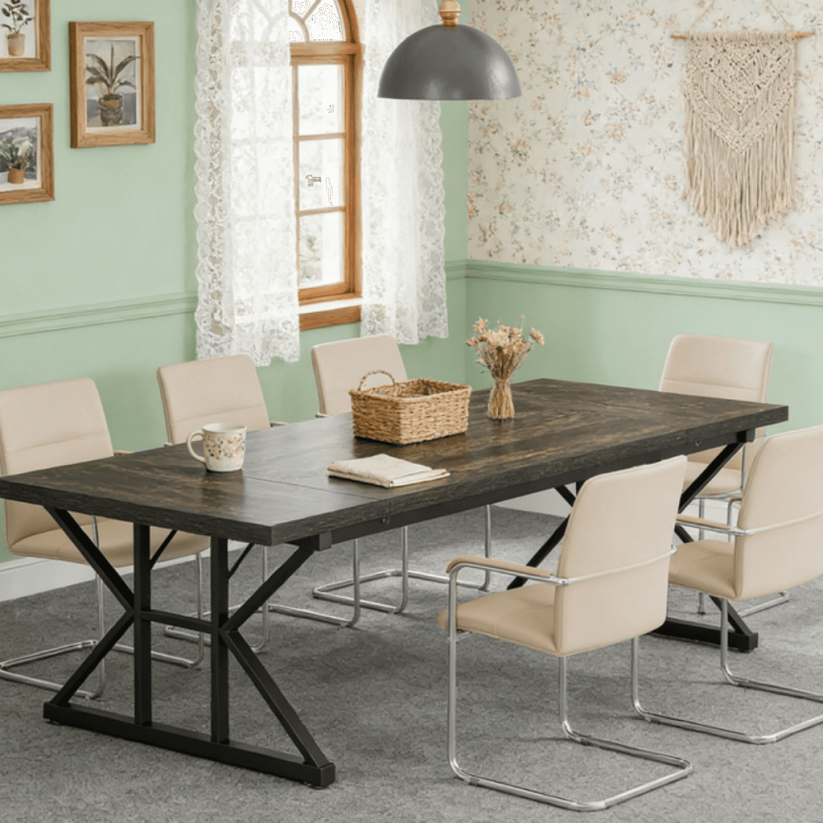 image-Conference Table - Rectangular, 6-Seat, Durable Wood, 70.86”L x 31.49”W x 29.52”H