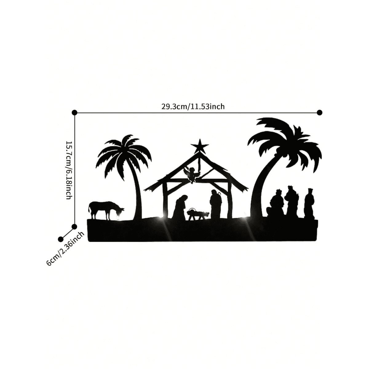 image-Vintage Rustic Iron Nativity Candleholder Set - Christmas Centerpiece
