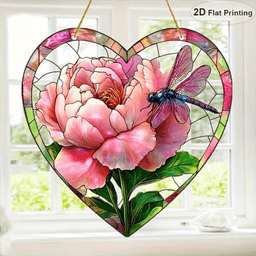 image-Acrylic Flower and Dragonfly Light Catcher Garden Decoration - 20x20cm