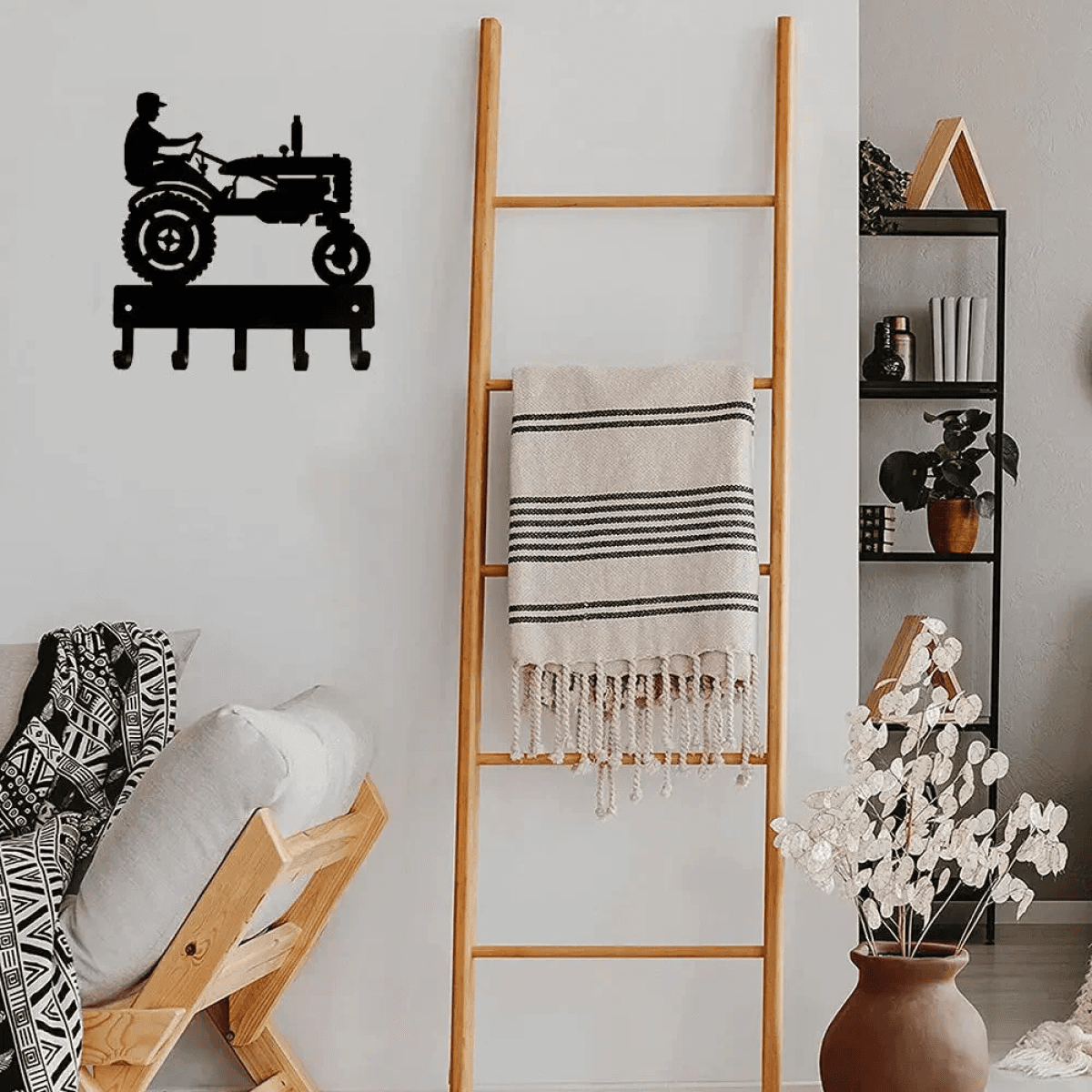 image-Pastoral Farmer Tractor Metal Wall Art 6" Key Organizer