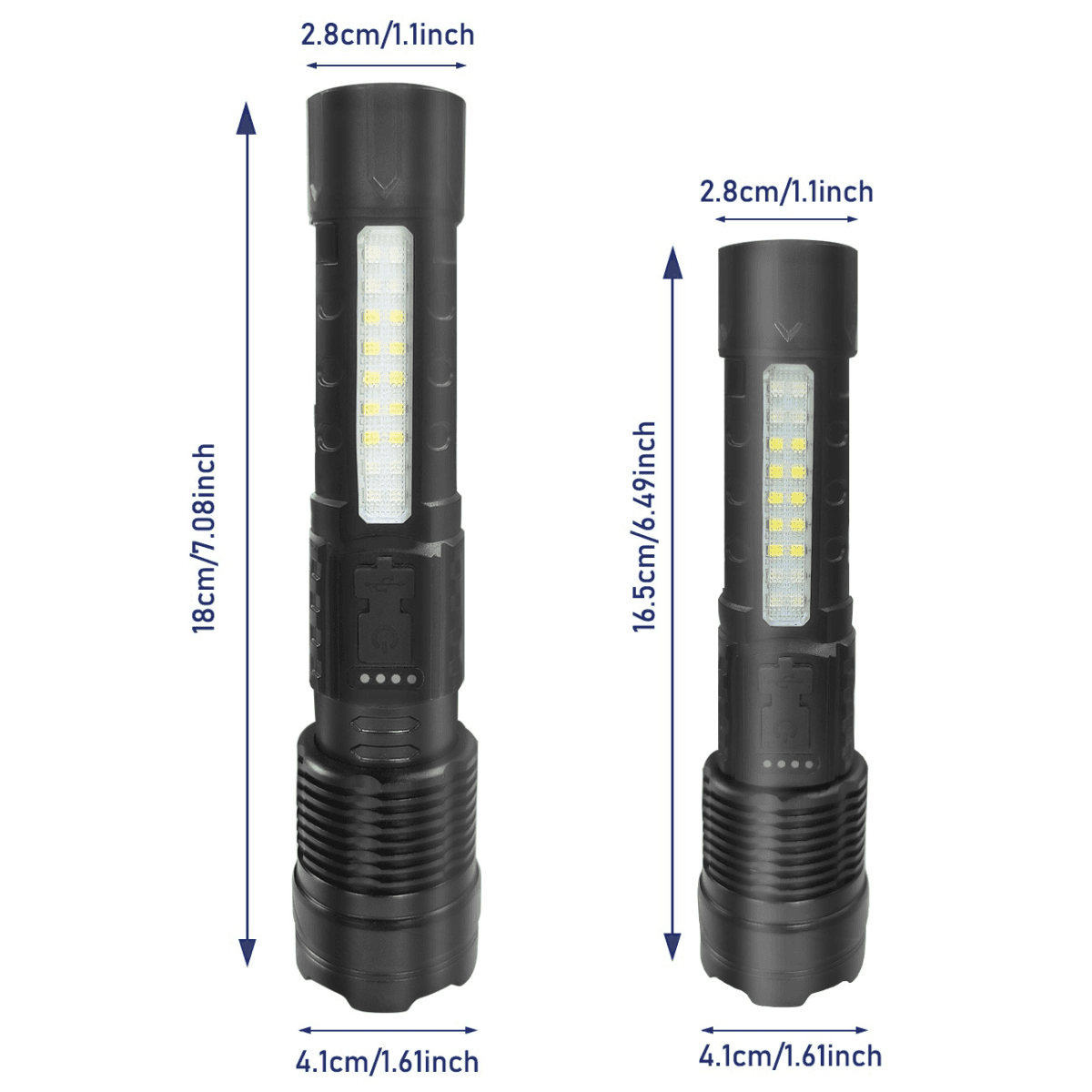 image-(2Pack)USB Rechargeable LED Flashlight Adjustable Focus Camping Hiking Outdoor Flashlight Work light (Logistics only For USPS.TK/TMEU only For self-pickup)