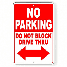 image-No Parking Driveway Sign - Double Arrow Metal - Weatherproof - 8x12"