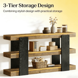image-Rustic Console Table - 63" W x 10.63" D x 33.27" H, MDF