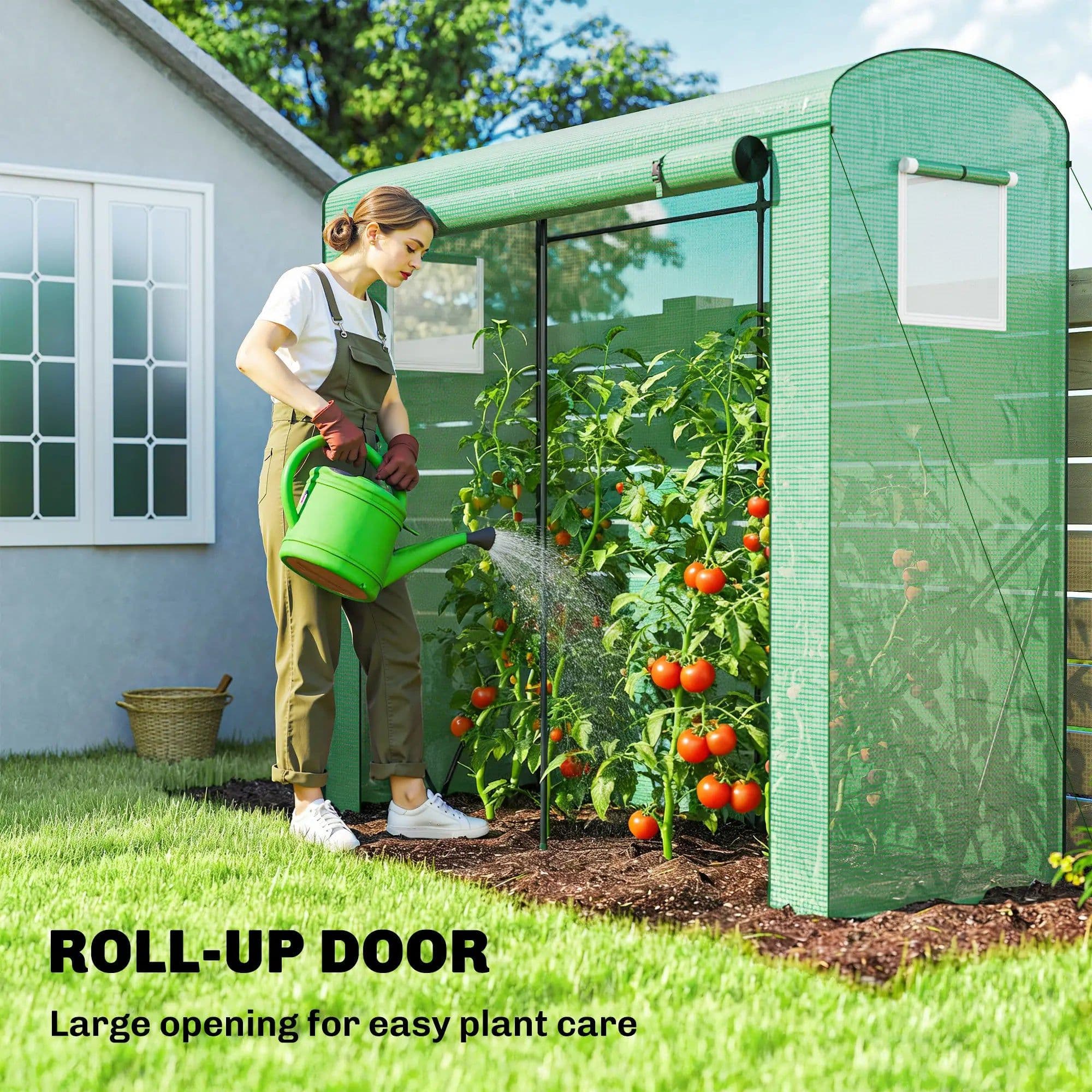 image-Garden Bed with Mini Greenhouse - Green 79"W