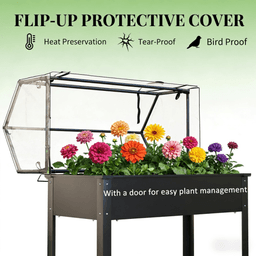 image-Garden Bed - Black Metal Raised Planter 39.4"W x 18.9"D x 48.8"H