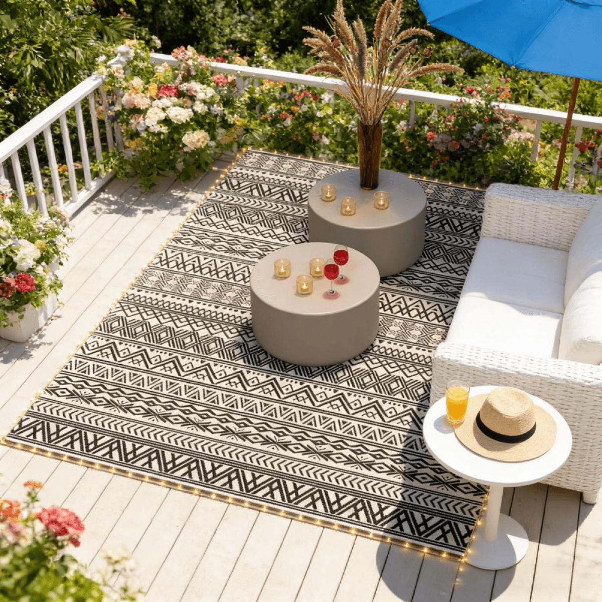 image-Reversible Outdoor Rug - Bohemian Black 120x96"