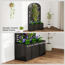 image-Plant Stand/Flower Stand - Black Metal 24"L x 9.1"W x 44.5"H