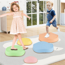 image-Kids Non-Slip Balance Stones, 5 Sizes, Multicolor, Storage Bag, Indoor/Outdoor