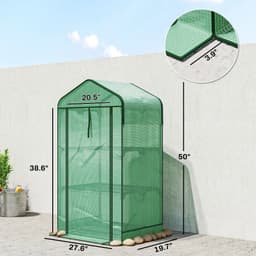 image-Garden Bed Mini Greenhouse - Green/Dark Green, 27.6"W x 50"H