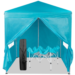 image-Waterproof Folding Tent 6.5x6.5ft 2 Doors 2 Windows Blue