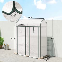 image-Garden Bed Mini Greenhouse - White, Steel, 65" Tall