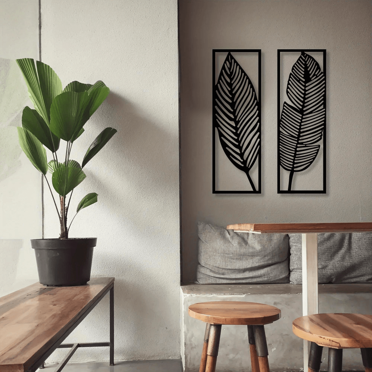 image-CIFbuy Vintage Botanical Iron Wall Art Set Tropical Leaves